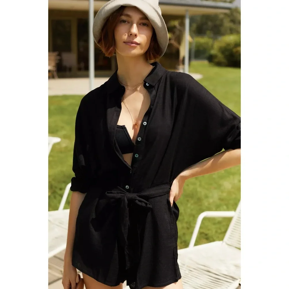 L*Space® (Women's LARGE) Coranado Romper in Black‎ - $130